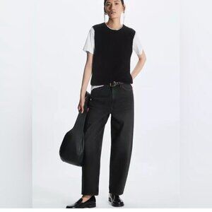 COS Jeans Womens 29 Black Tapered Leg Mid-Rise Button Fly NWOT
